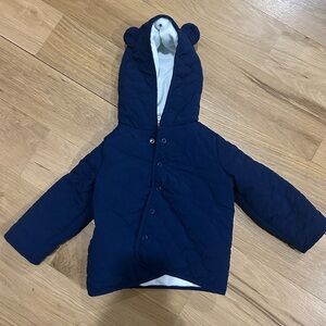 First Impressions Navy Quilted Kids Puffer with Ears Size 24M